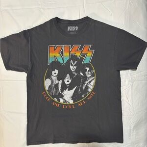 Kiss Rock and Roll All Nite Short Sleeve Tee - Black with Multicolor Graphic L